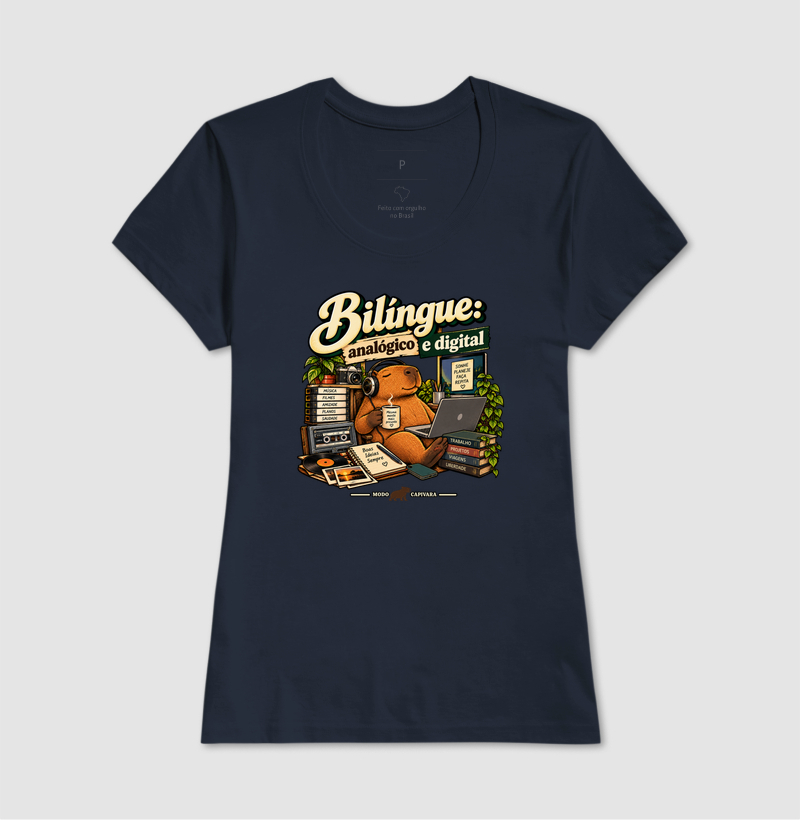 BILÍNGUE, ANALÓGICO E DIGITAL - Modo Capivara - Camiseta - Imagem 9