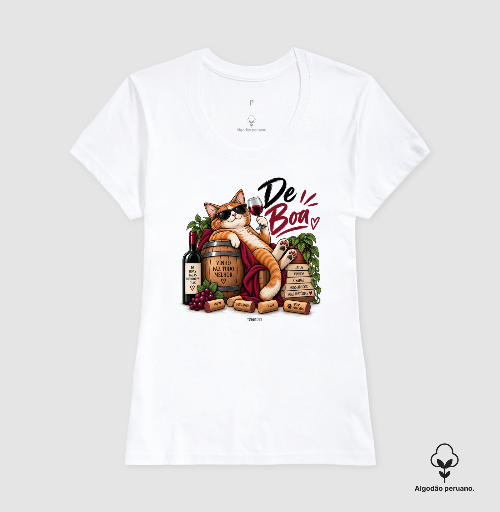 Camiseta “De Boa” Gato com Vinho – Estilo Relax & Life Mood - Imagem 7