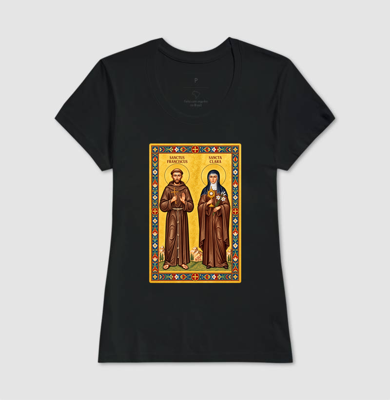 Camiseta São Francisco e Santa Clara de Assis Moldura - Imagem 3