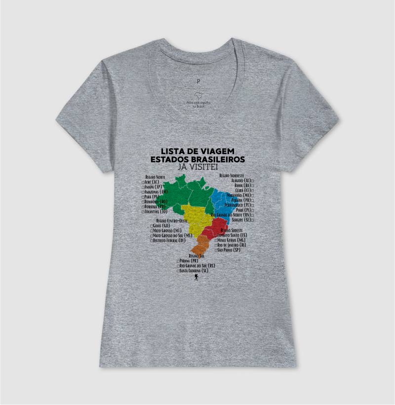 Camiseta Lista de Viagem Estados Brasileiros Ja Visitei | Mapa Brasil Auto Personalizavel | Colecao Personalizaveis - Imagem 12