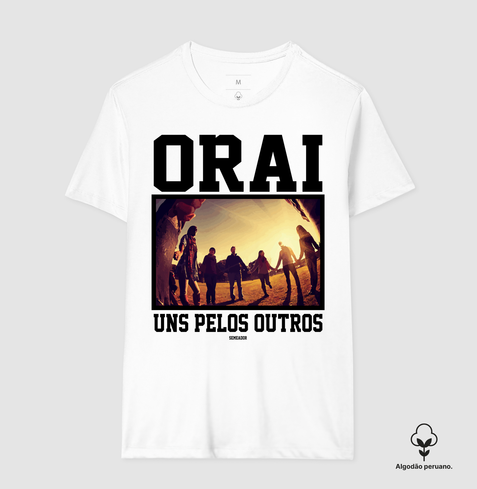 Camiseta Algodão Peruano Cristã Orai Uns Pelos Outros - Imagem 3
