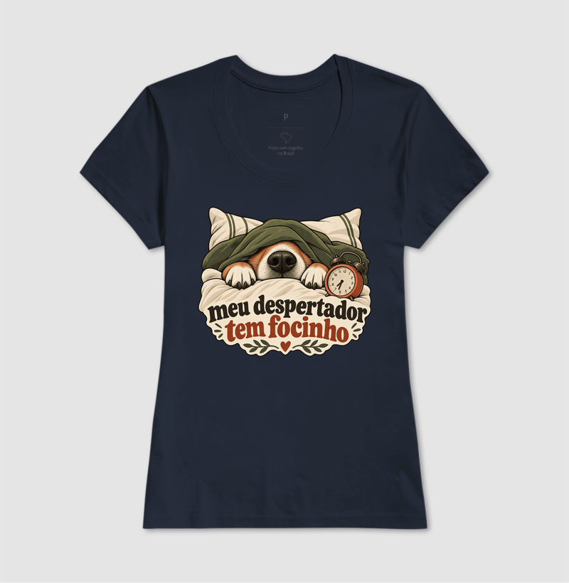 Camiseta Cachorro Humor "meu despertador tem focinho" | Pelo & Pano - Imagem 7