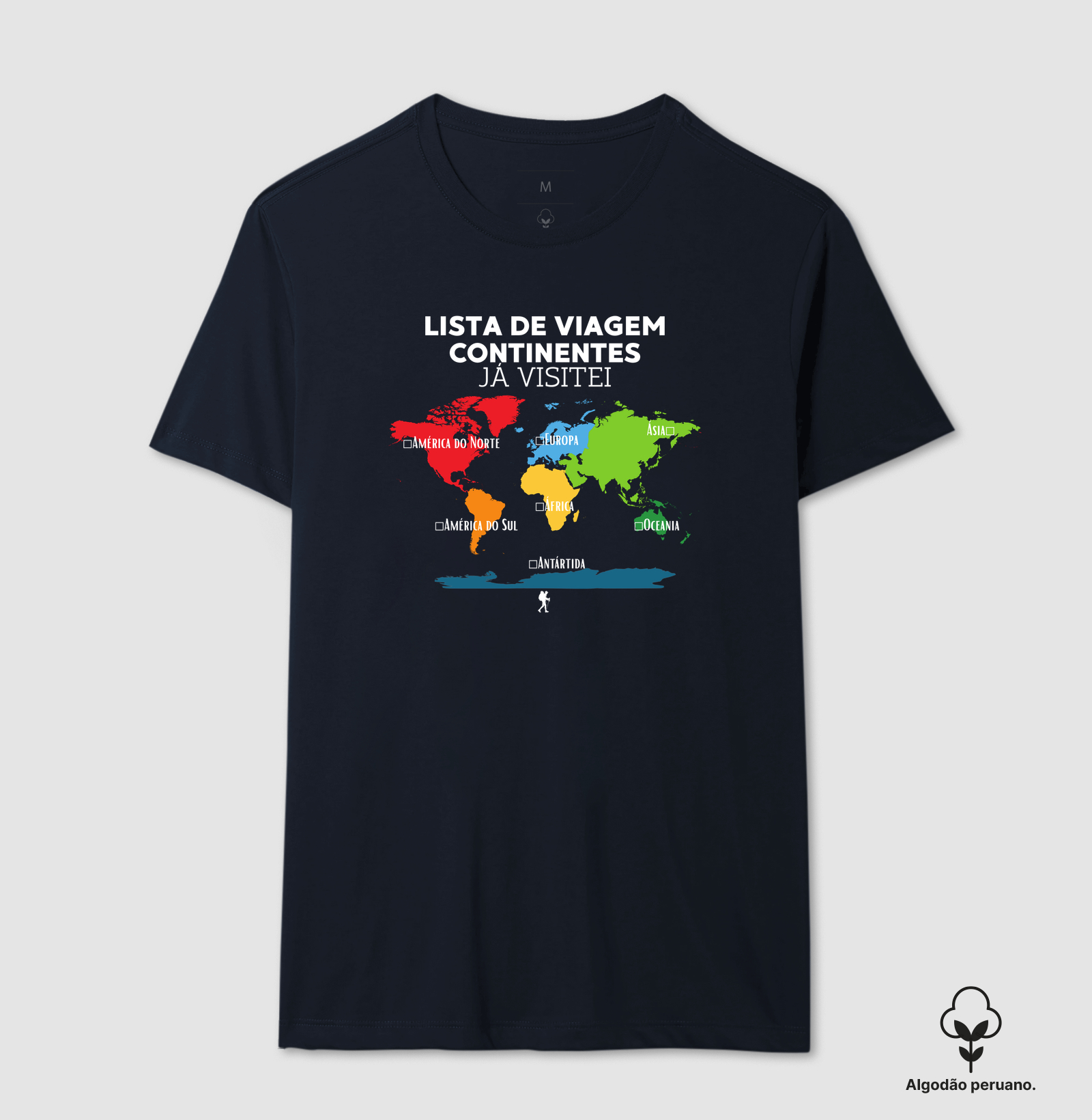 Camiseta Lista de Viagem Continentes Ja Visitei | Mapa Mundi Auto Personalizavel | Colecao Personalizaveis - Imagem 7