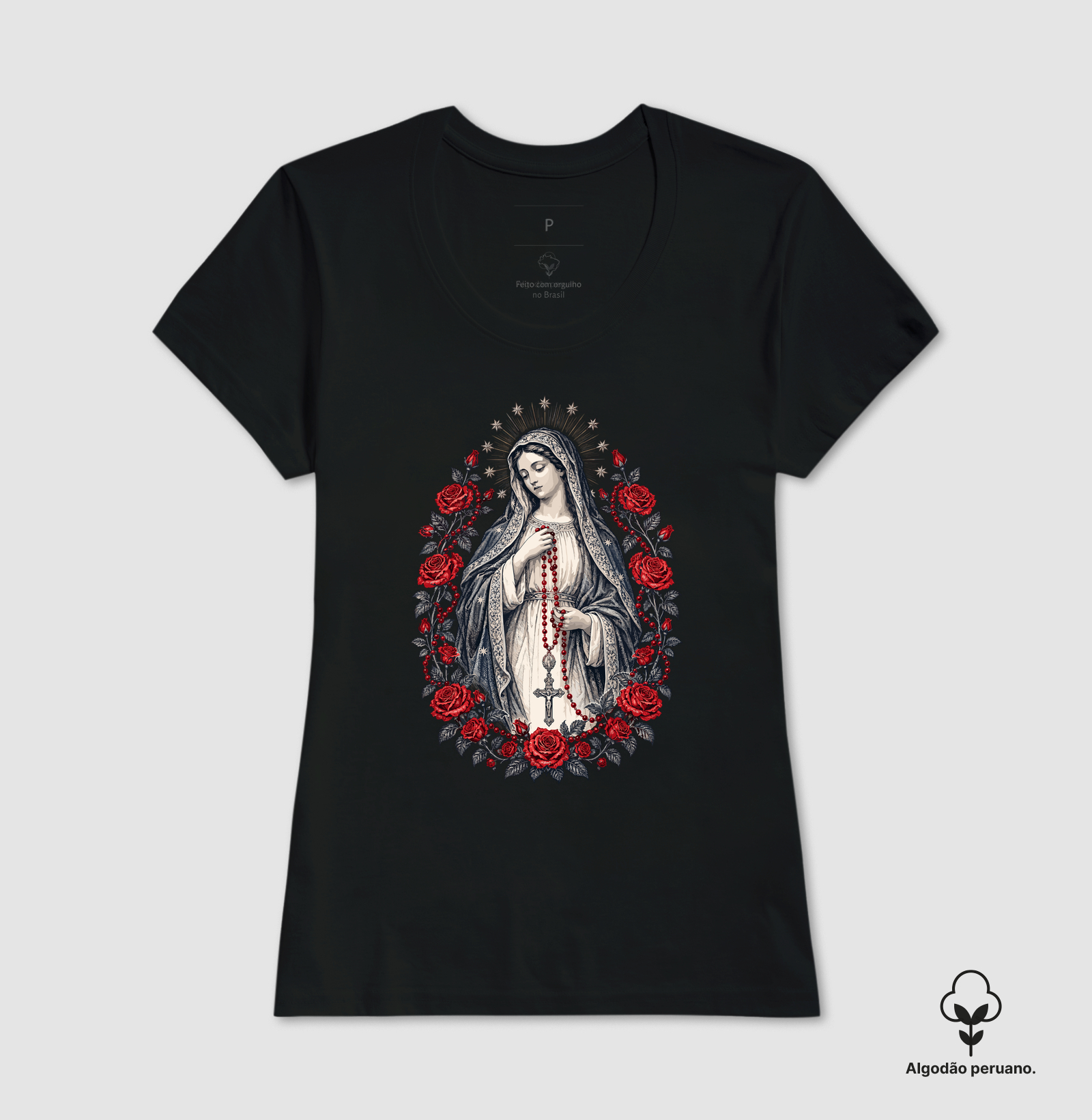 Nossa Senhora do Rosário Regina Rosarii - Algodão Peruano - Imagem 5