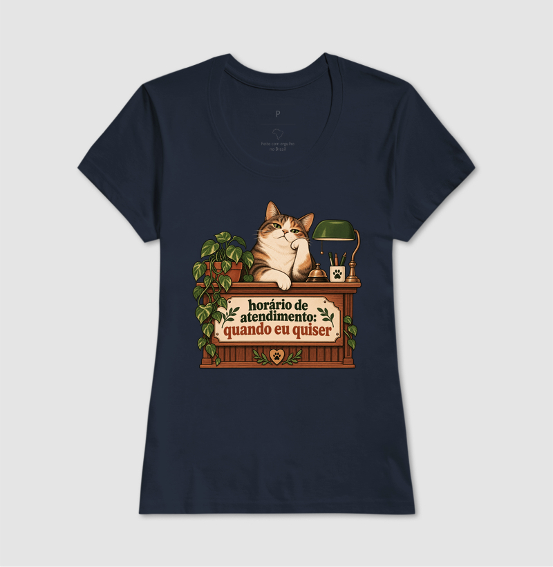 Camiseta Gato Engraçada "horário de atendimento" | Pelo & Pano - Imagem 7