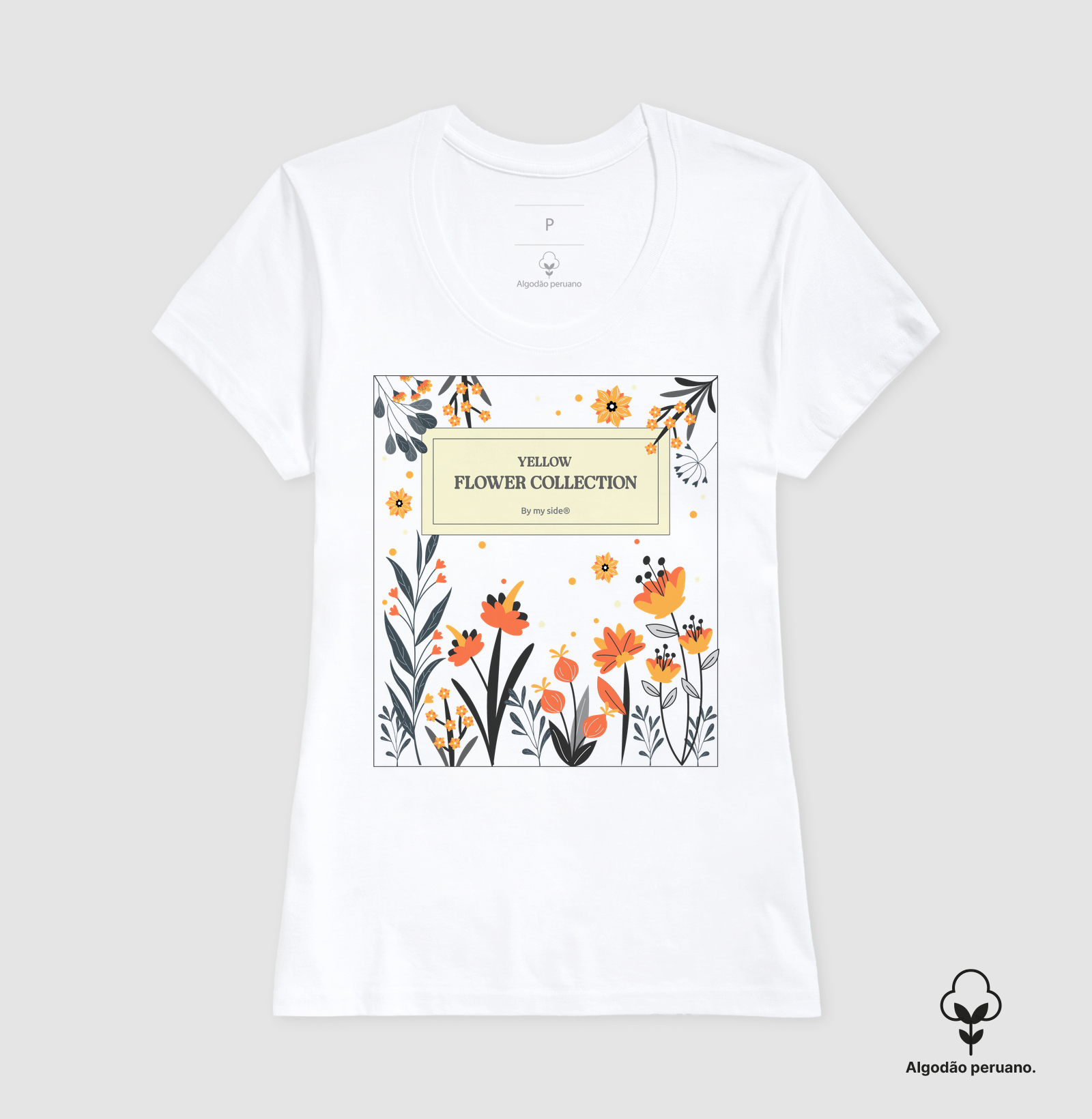 FLOR LARANJA - Algodão Peruano - Imagem 10