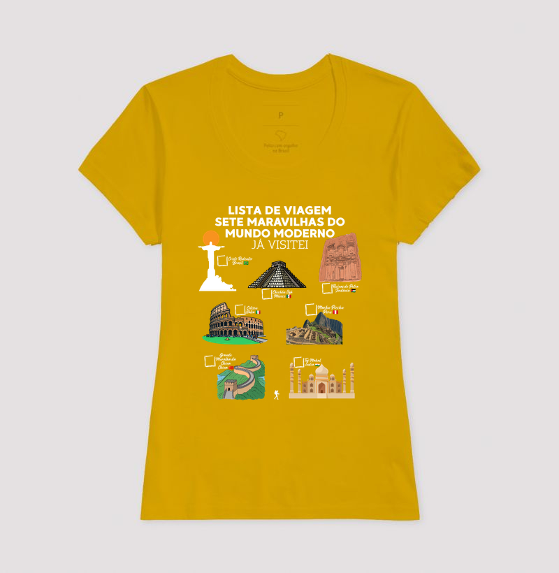 Camiseta Lista de Viagem Sete Maravilhas do Mundo Moderno | Marque as que Ja Visitou | Colecao Personalizaveis - Imagem 18