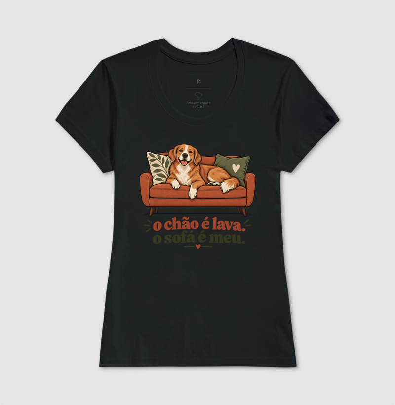 Camiseta Cachorro Sofá "o chão é lava. o sofá é meu." | Pelo & Pano - Imagem 3