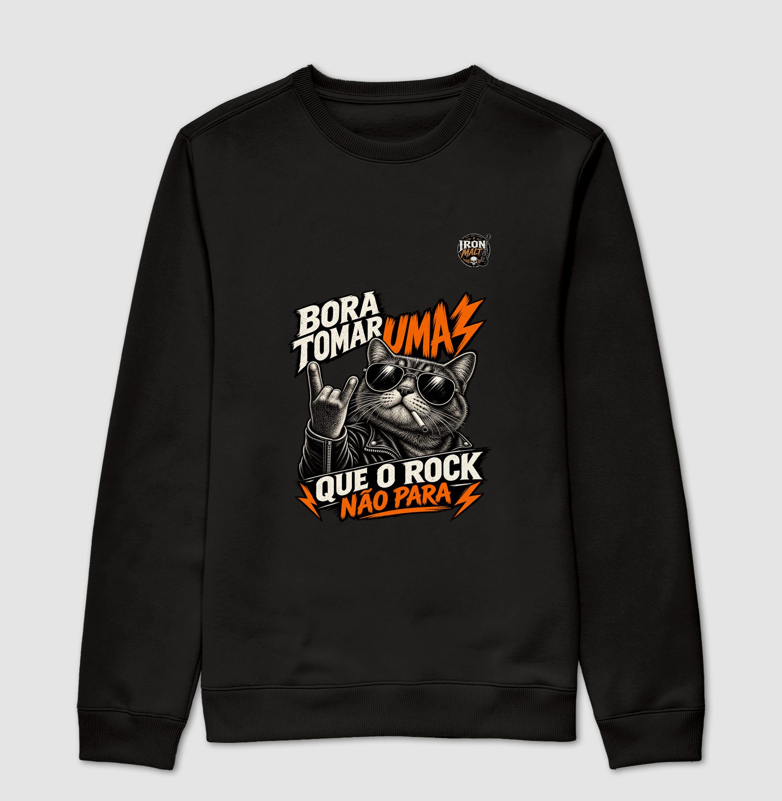 Moletom Rock Cat – Estampa Gato Rockeiro de Óculos e Jaqueta - Imagem 4