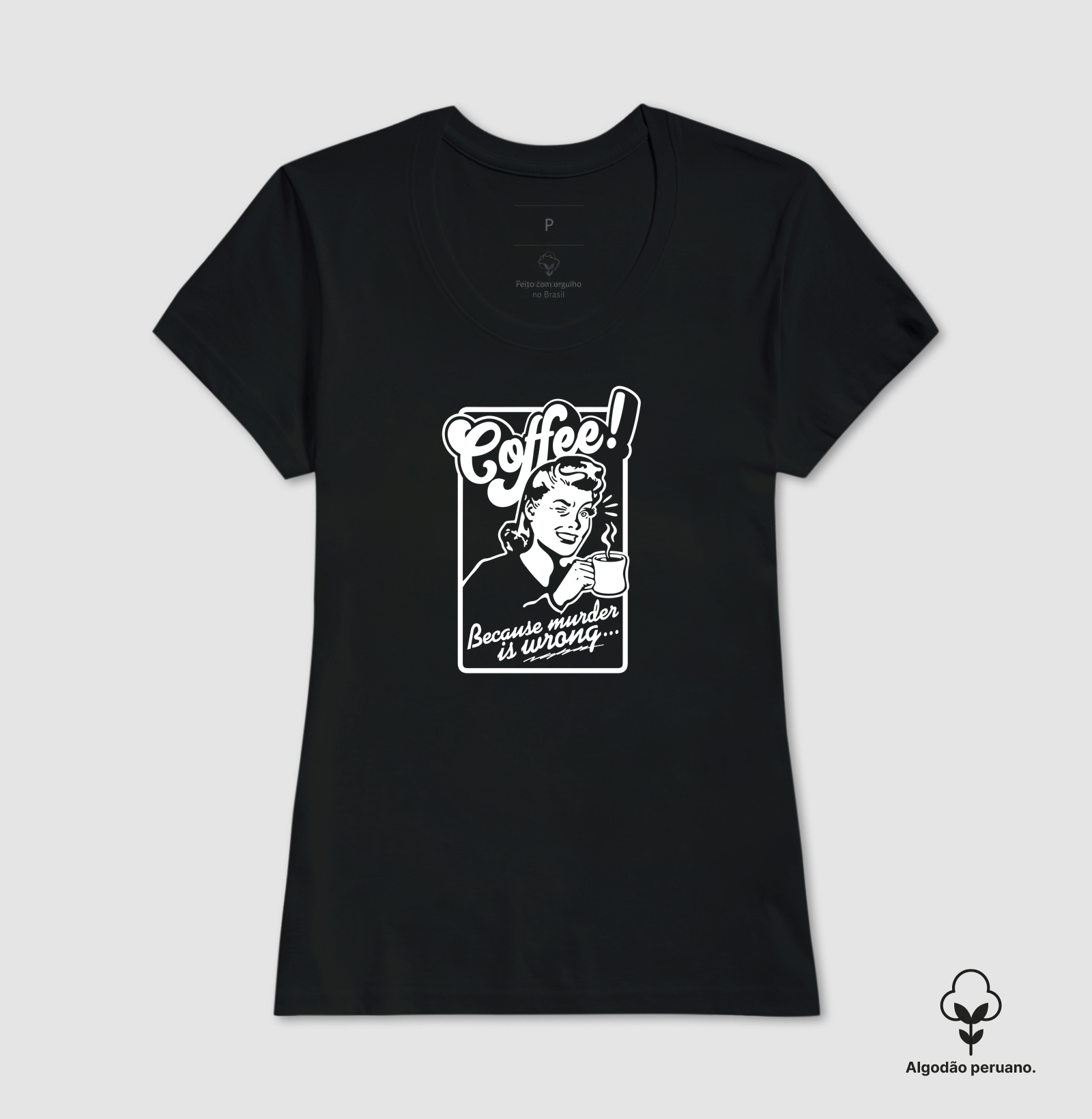 Camiseta Algodão Peruano Coffee Mulher - Imagem 3