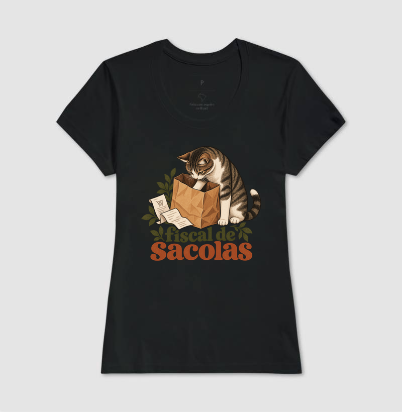 Camiseta Gato Compras "fiscal de sacolas" | Pelo & Pano - Imagem 3