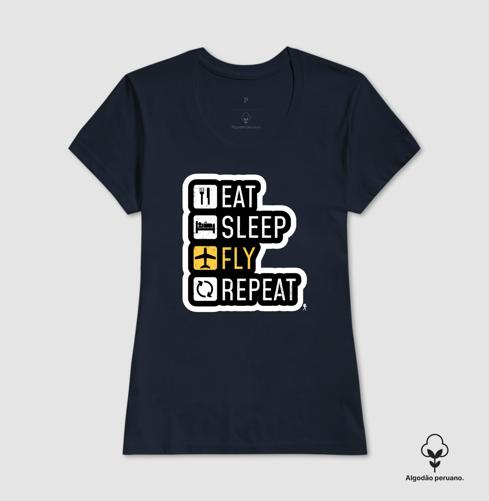 Camiseta Eat Sleep Fly Repeat | Rotina do Viajante Viciado | Colecao Viciados em Viagem - Imagem 7