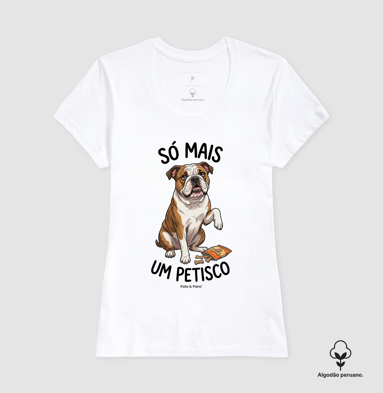 CAMISETA ALGODÃO PERUANO BULLDOGUE INGLÊS PETISCO - Imagem 7