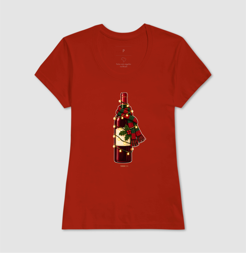 Camiseta Natal com Vinho – Garrafa de Cachecol e Pisca-Pisca - Imagem 11