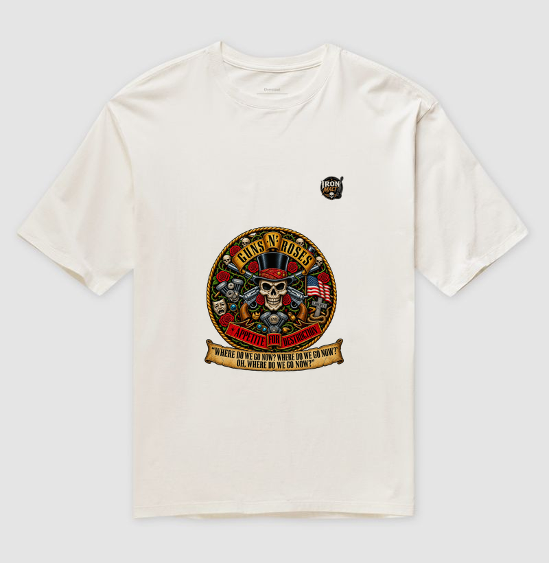 Camiseta Guns N’ Roses Caveira, Rosas e Revólveres - Imagem 4