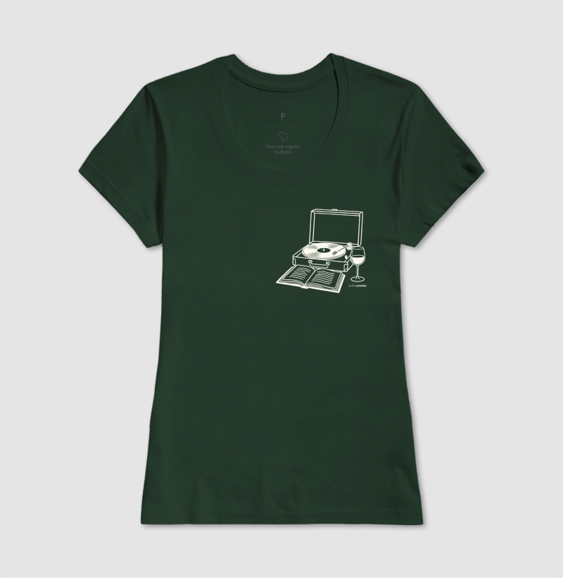 Camiseta Vinil, Livro e Vinho (estampa P) - Imagem 13
