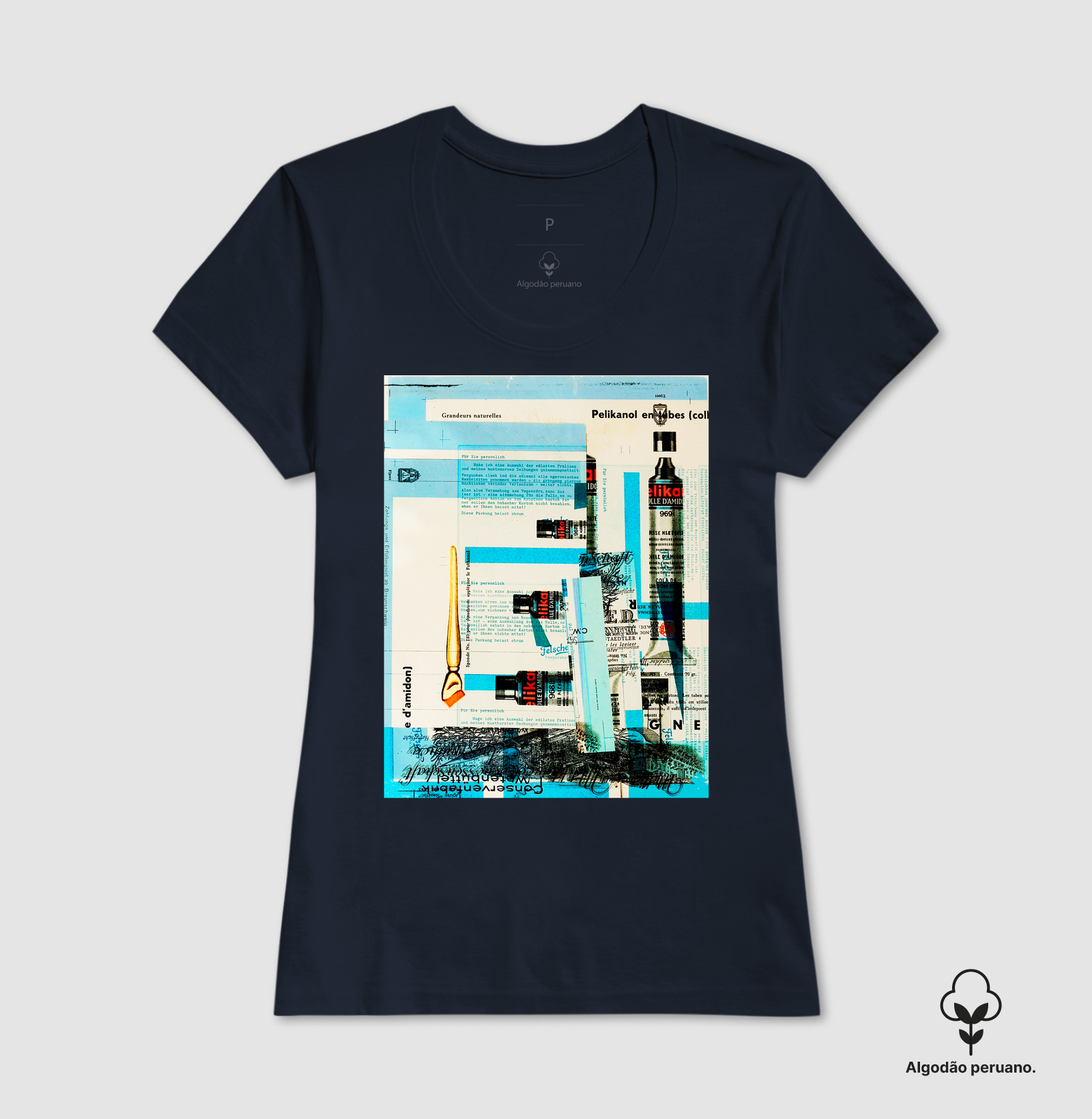 Camiseta Estética Dadaísta Pelikan Papelaria Antiga Algodão Tanguis Nobre - Imagem 8