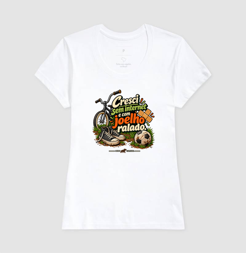 CRESCI SEM INTERNET E COM JOELHO RALADO - Modo capivara - Camiseta - Imagem 7