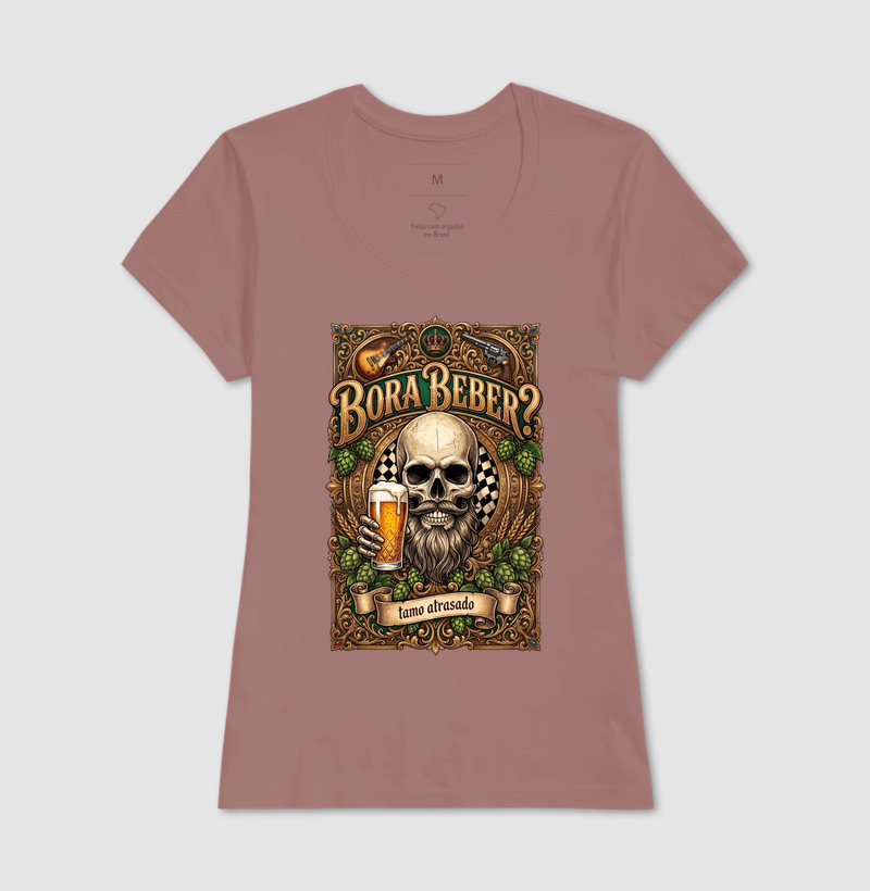 Bora Beber? Tamo Atrasado! | Camiseta Caveira Tattoo - Imagem 16