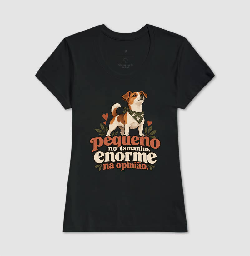 Camiseta Cachorro Pequeno "enorme na opinião" | Pelo & Pano - Imagem 3