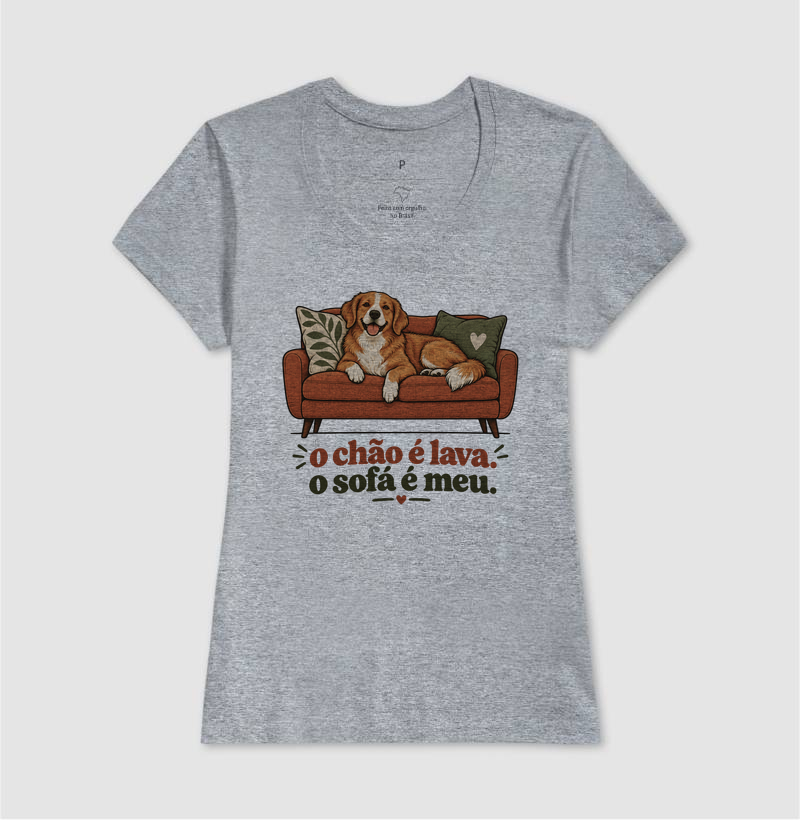Camiseta Cachorro Sofá "o chão é lava. o sofá é meu." | Pelo & Pano - Imagem 9