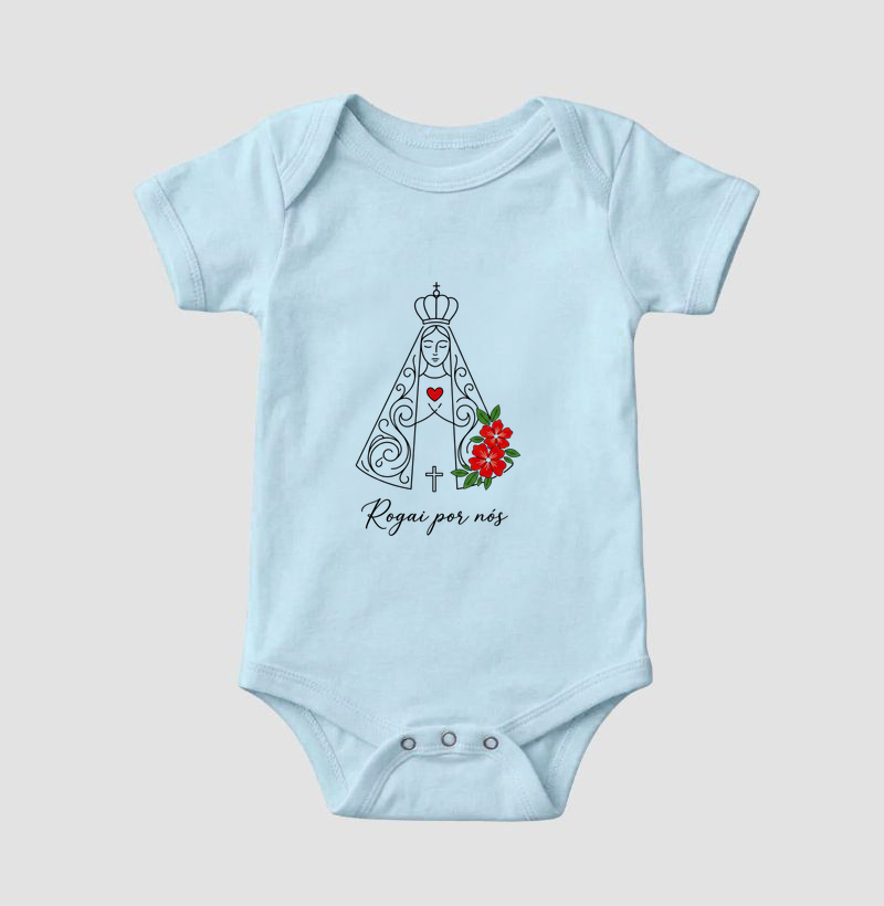 Body Infantil Nossa Senhora Aparecida Rosas - Imagem 4