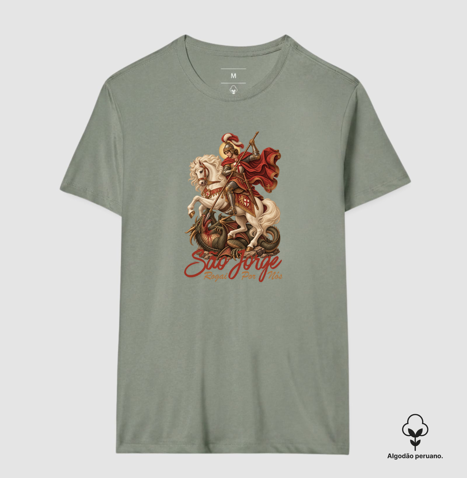 Camiseta Algodão Peruano São Jorge Rogai Por Nós - Imagem 9