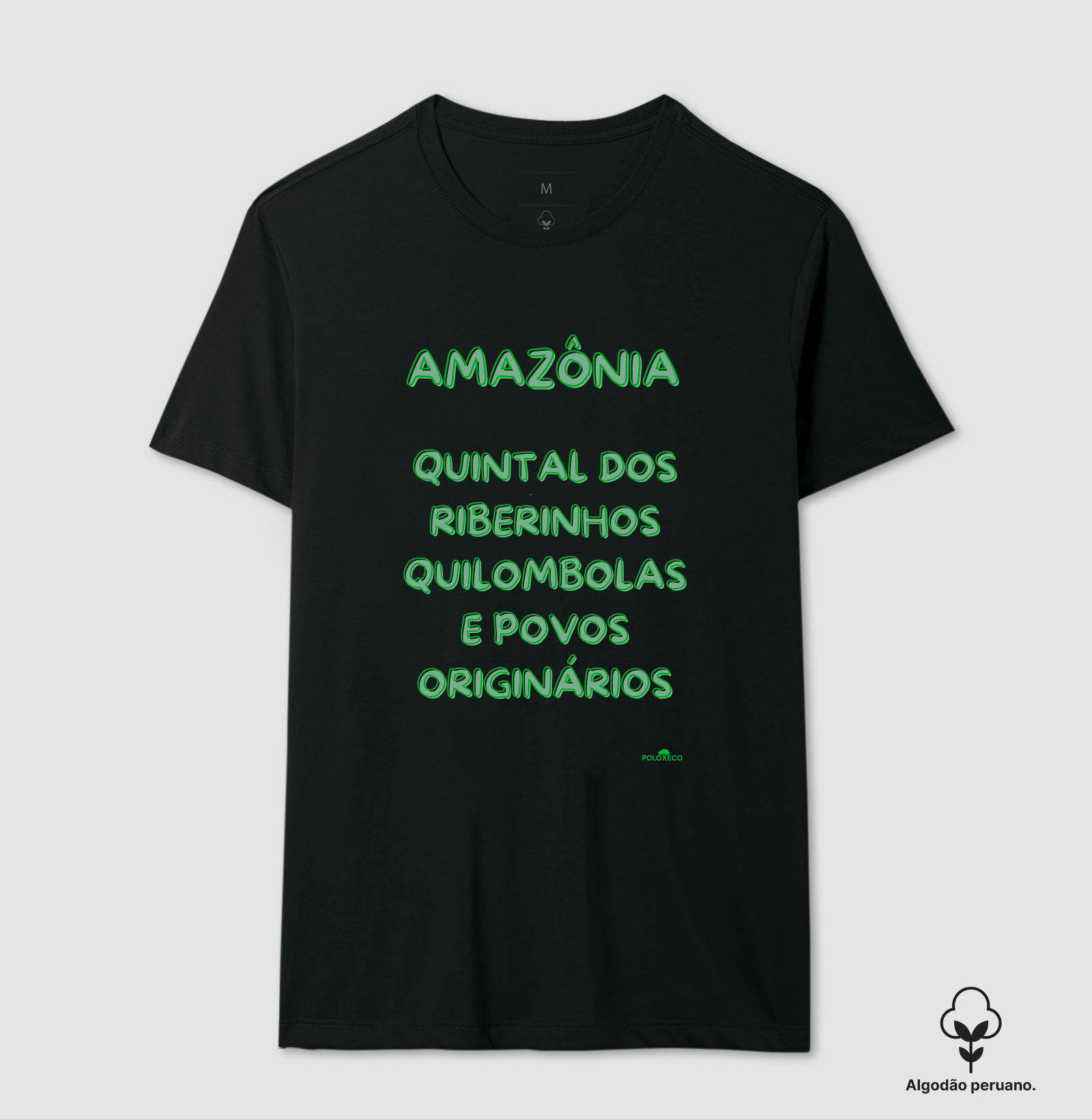 Camiseta  algodão peruano Amazônia quintal  dos Ribeirinhos, quilombolas e povos originários - Imagem 8