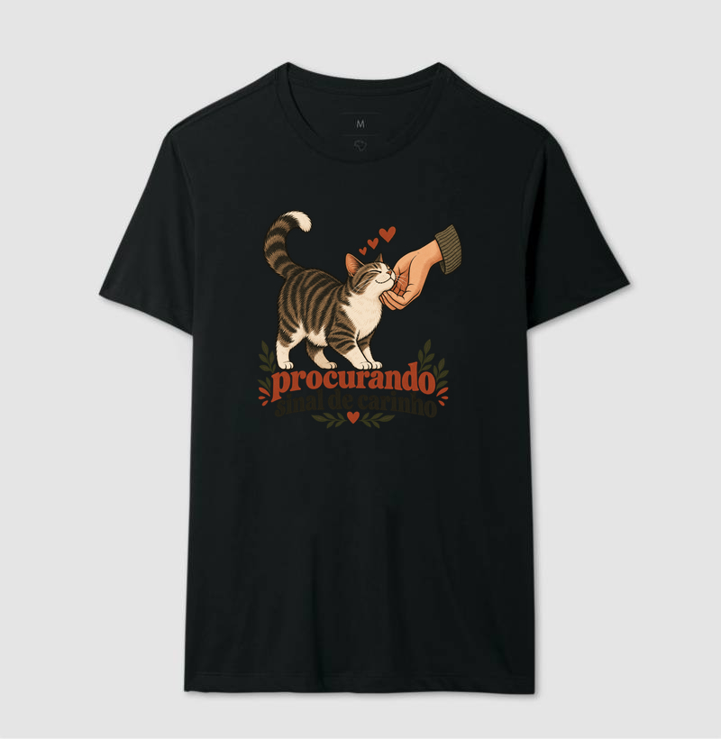 Camiseta Gato Carinho "procurando sinal de carinho" | Pelo & Pano - Imagem 2