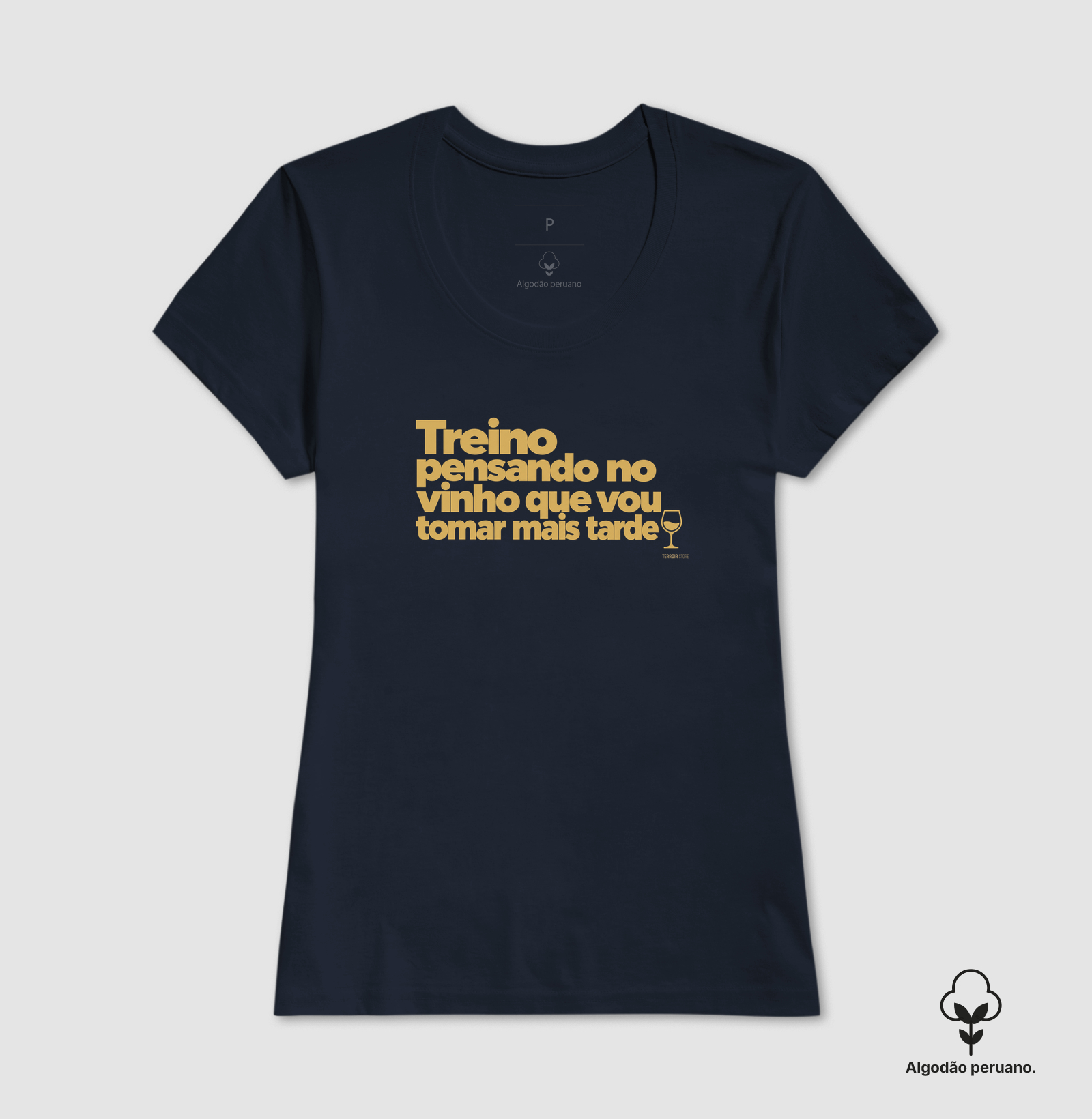 Camiseta Algodão Peruano Treino Pensando no Vinho – Frase Divertida de Vinho e Academia - Imagem 9