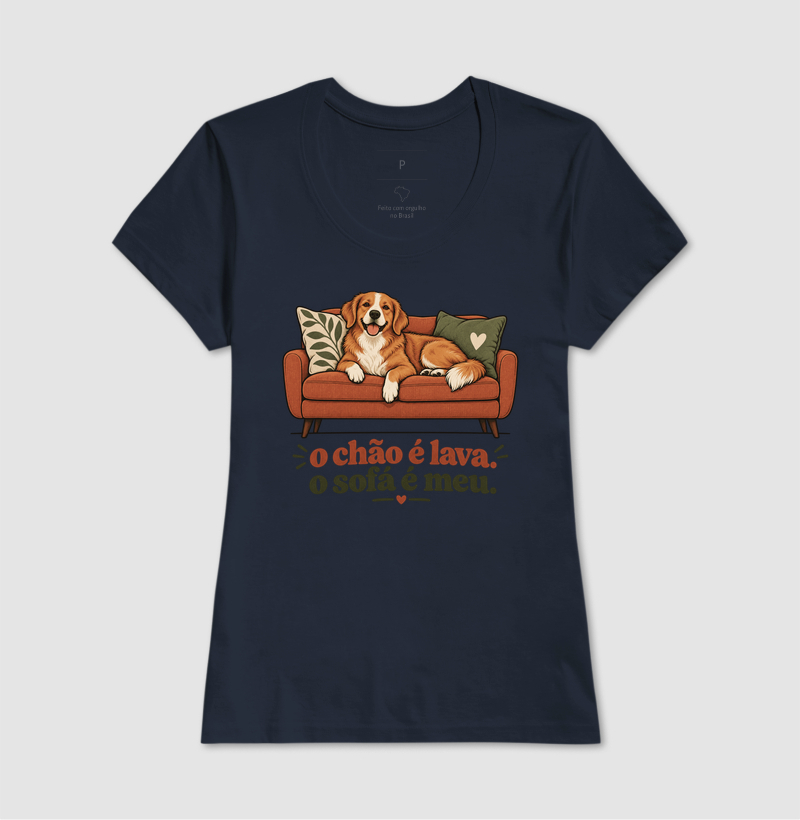 Camiseta Cachorro Sofá "o chão é lava. o sofá é meu." | Pelo & Pano - Imagem 7