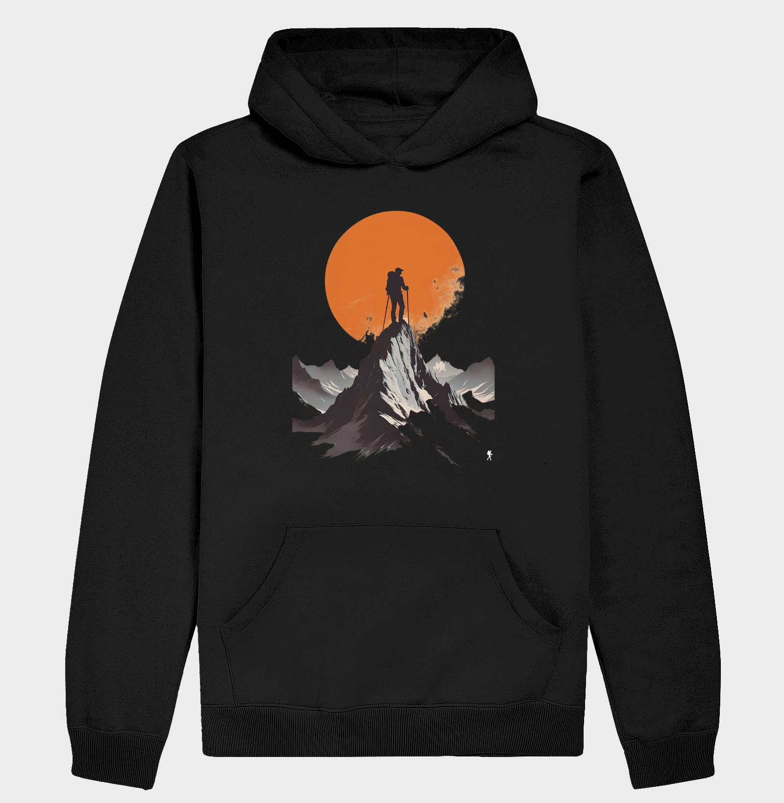 Camiseta Trilheiro no Topo da Montanha | Sol Laranja Silhueta Aventura | Colecao Fashion Travel - Imagem 2