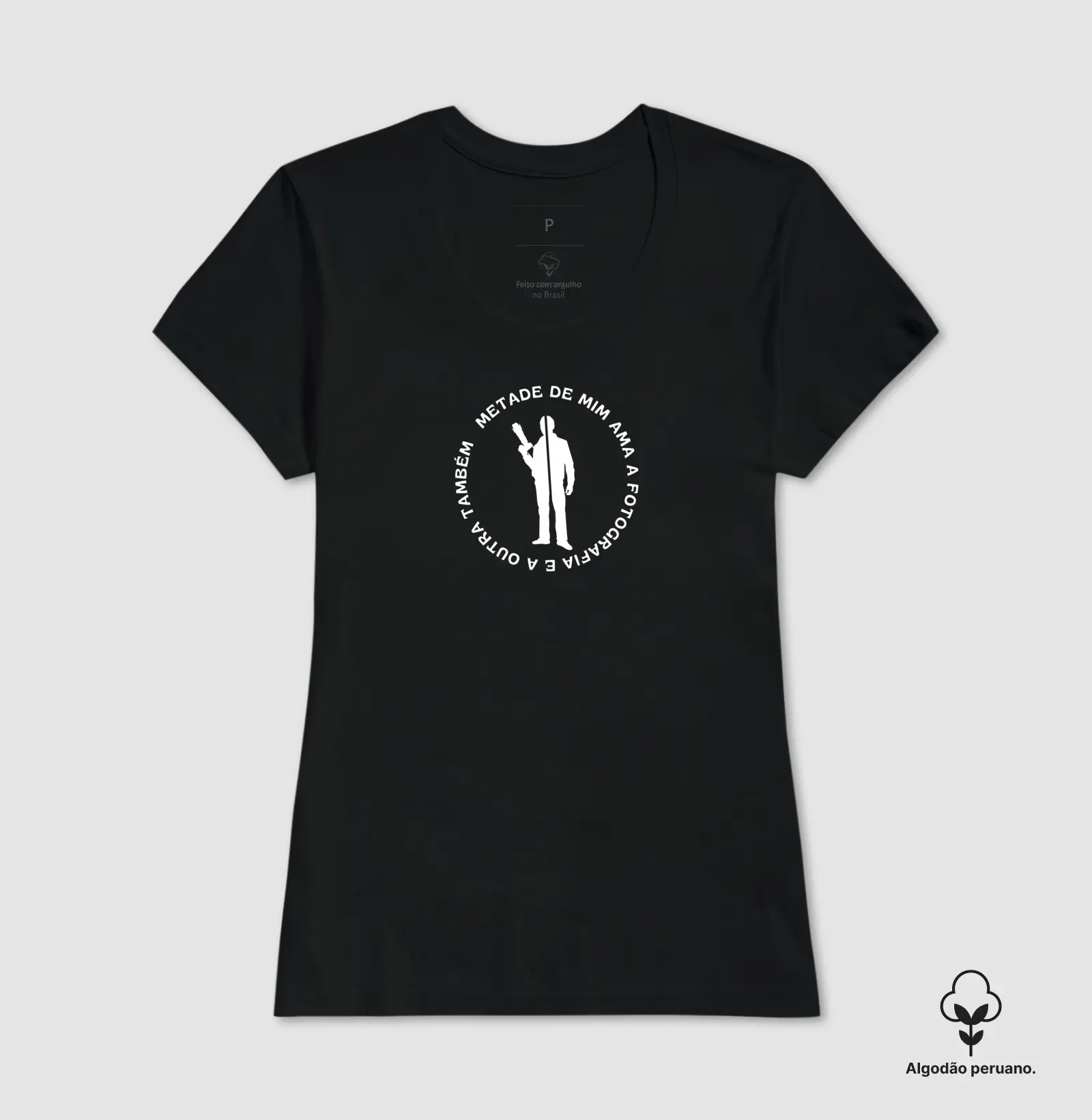 Camiseta Premium algodão Peruano metade de min ama a fotografia - Imagem 2