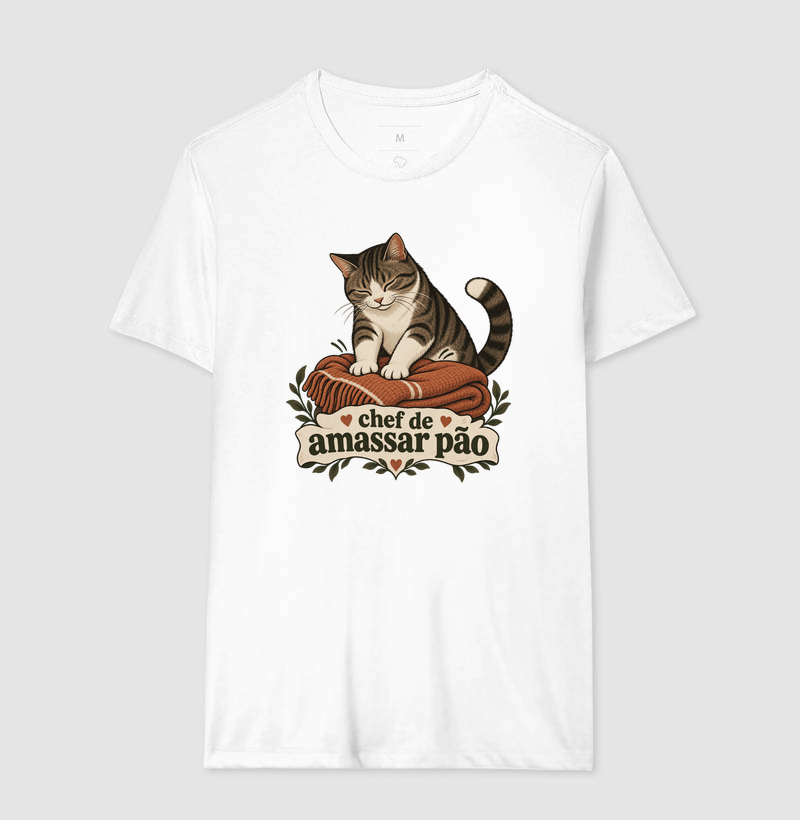Camiseta Gato Amassando Pão "chef de amassar pão" | Pelo & Pano - Imagem 4
