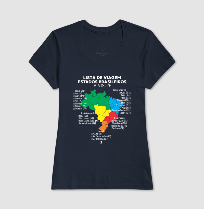 Camiseta Lista de Viagem Estados Brasileiros Ja Visitei | Mapa Brasil Auto Personalizavel | Colecao Personalizaveis - Imagem 10