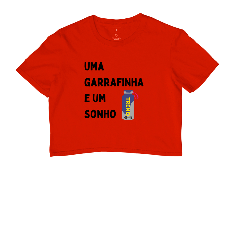 Uma Garrafinha e um Sonho - TRENO | Cropped Fitness Feminino - Imagem 7