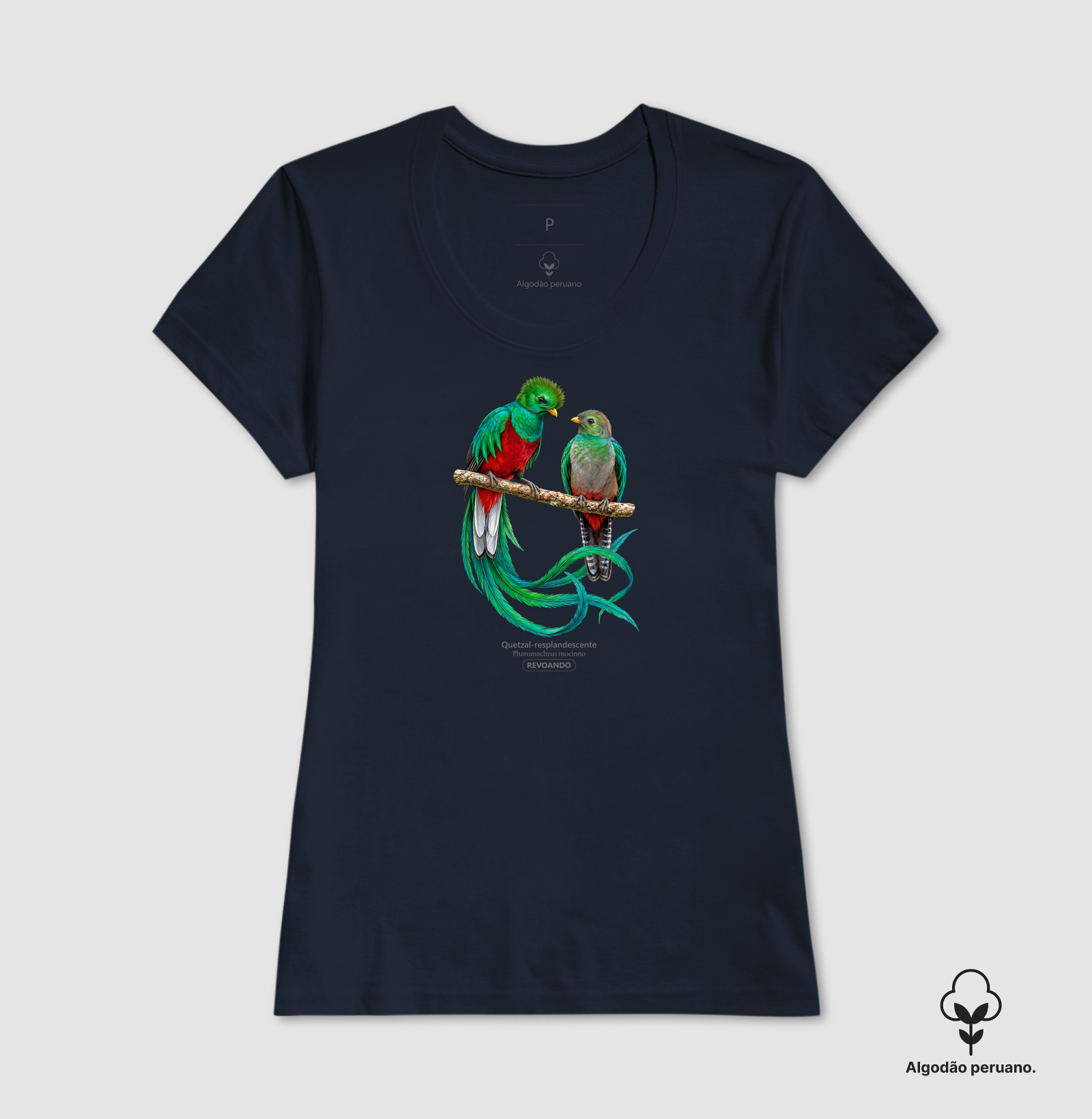 Traços Alados - Quetzal-resplandescente - Algodão Peruano - Imagem 9