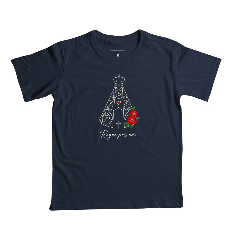 Camiseta Infantil Nossa Senhora Aparecida Rosas - Imagem 3