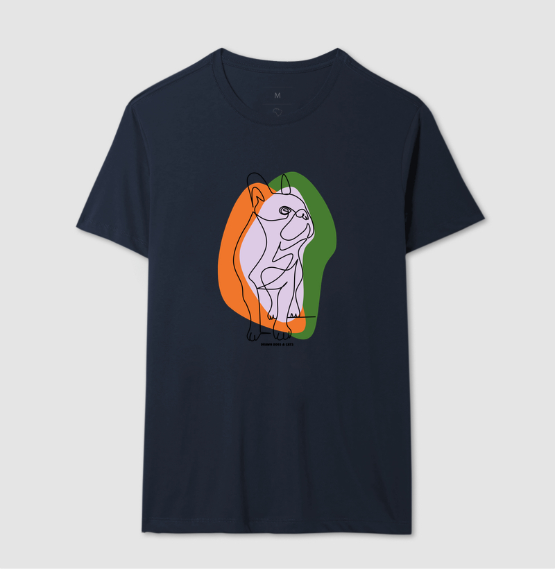 Bulldog de linhas com fundo laranja e verde - Imagem 5