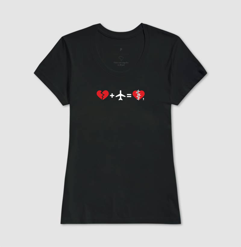Camiseta Coracao Partido Mais Aviao Igual Coracao Curado | Equacao Viagem Humor | Colecao Viciados em Viagem - Imagem 6