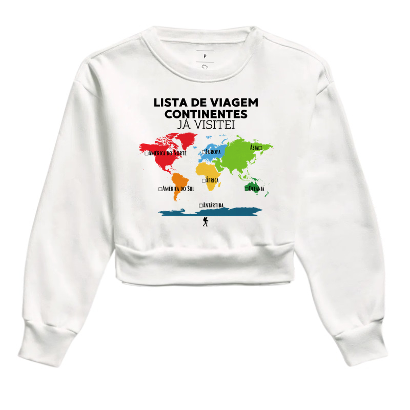 Camiseta Lista de Viagem Continentes Ja Visitei | Mapa Mundi Auto Personalizavel | Colecao Personalizaveis - Imagem 3