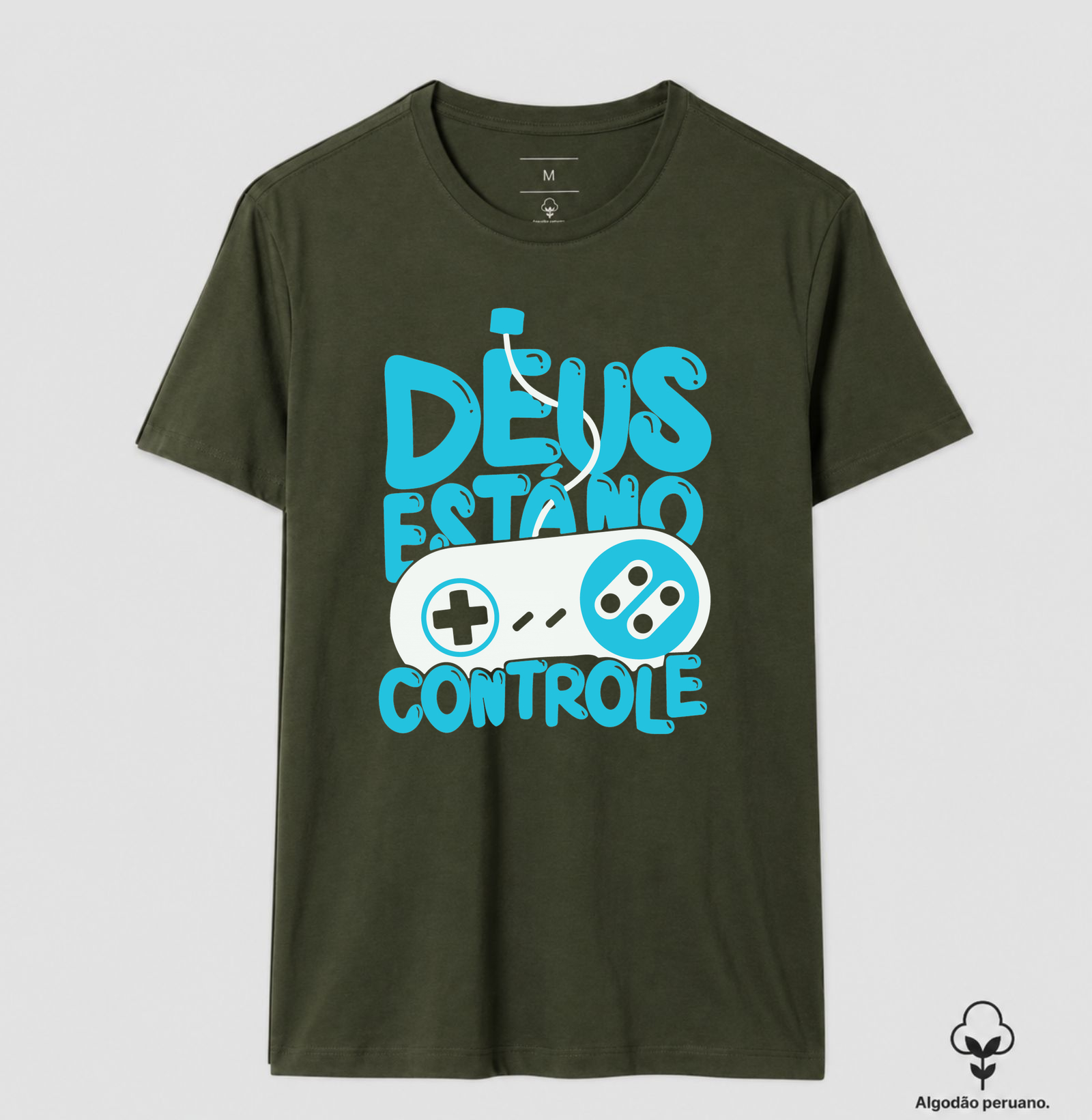 Camiseta Algodão Peruano Deus está no Controle Moderno - Imagem 4