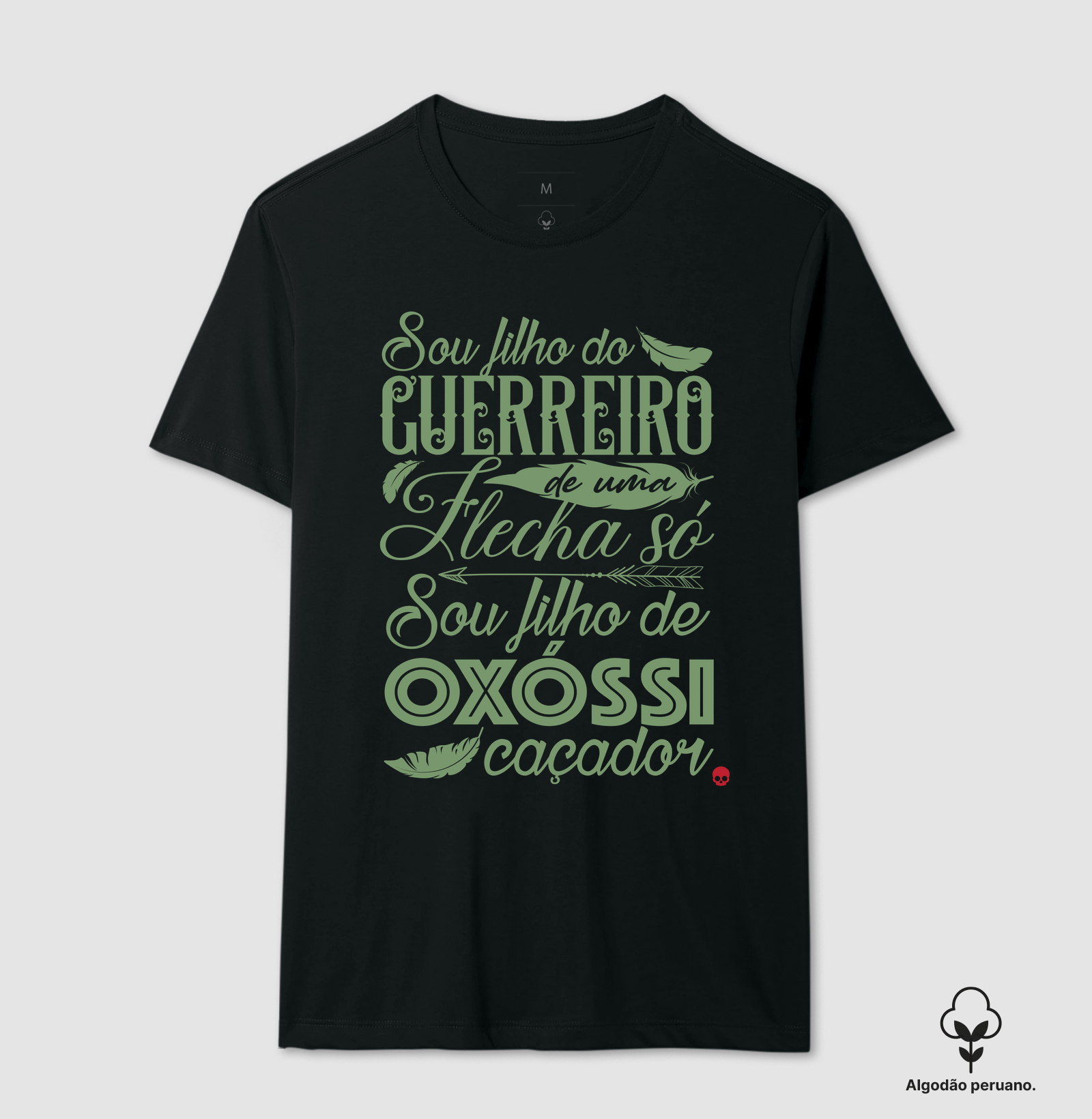Camiseta Umbanda Oxóssi - Sou filho de um Guerreiro - Em Algodão Peruano - Imagem 4