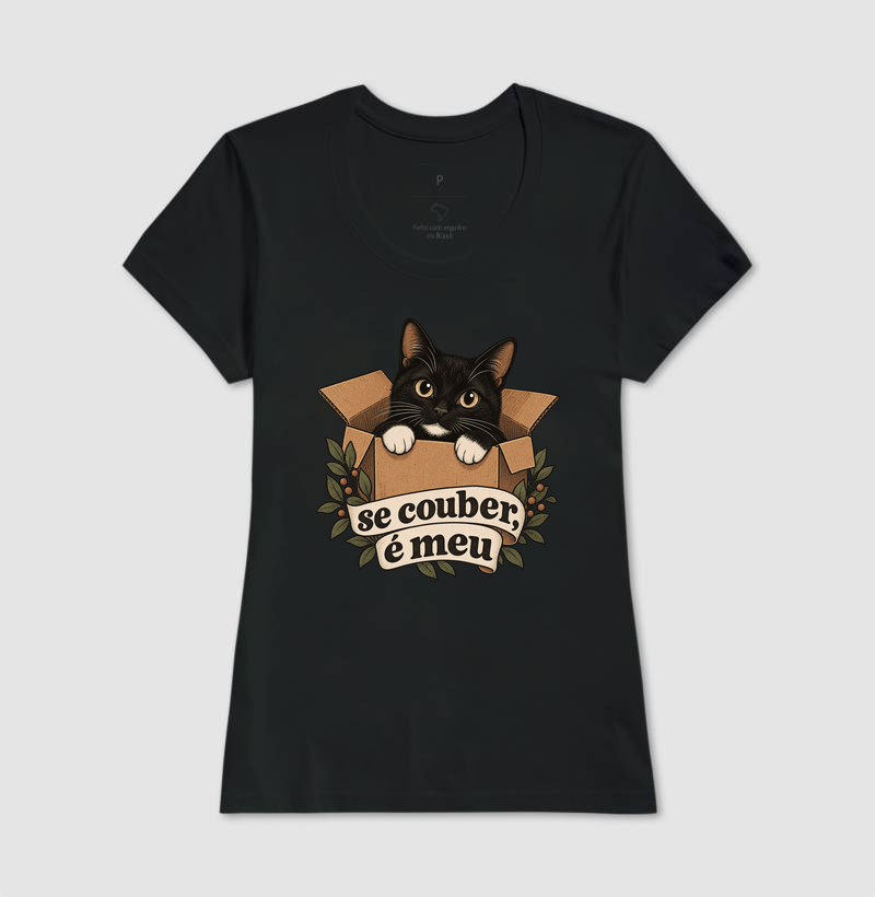 Camiseta Gato Caixa "se couber, é meu" | Pelo & Pano - Imagem 3