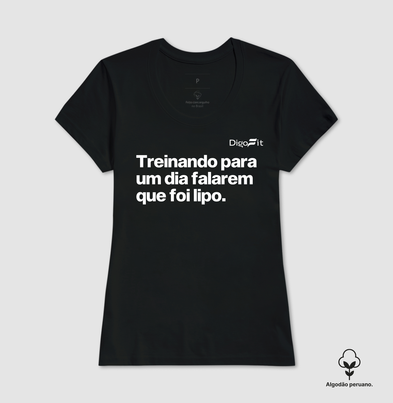 CAMISETA ALGODÃO PERUANO ACADEMIA TREINANDO PARA DIZEREM QUE FOI LIPO - Imagem 2