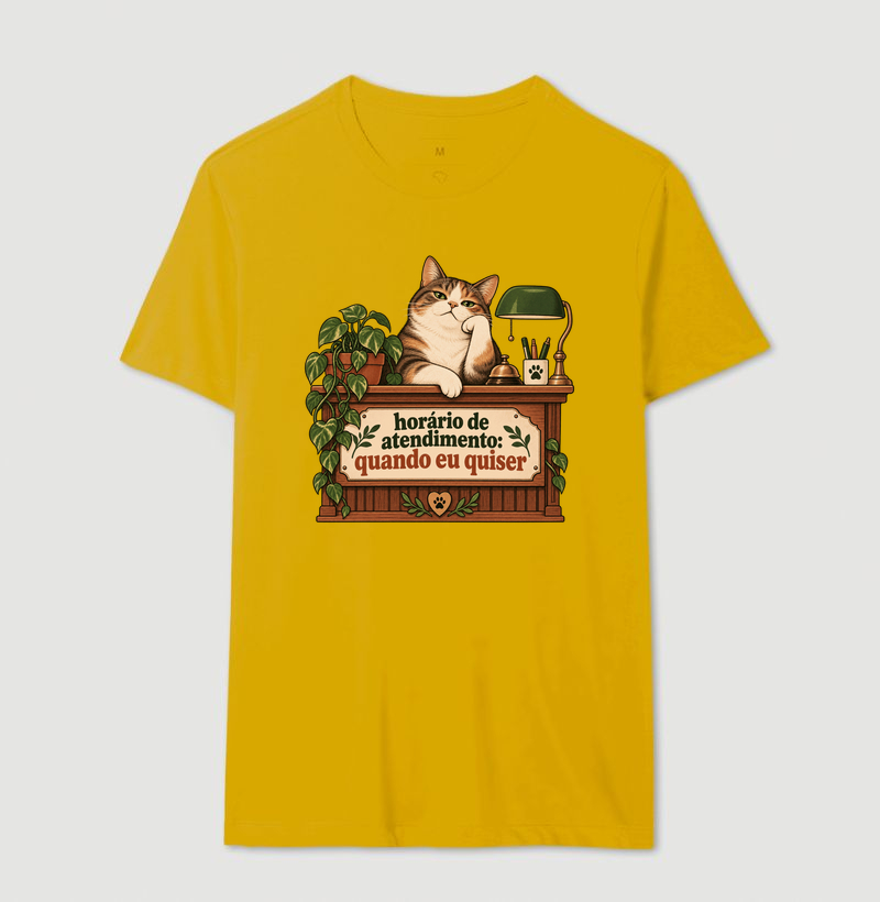 Camiseta Gato Engraçada "horário de atendimento" | Pelo & Pano - Imagem 14