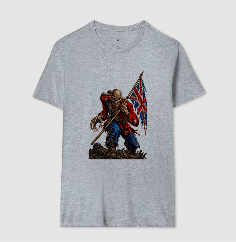 Camiseta Heavy Metal Caveira Soldado Britânico – Estampa Rock Dark Iron Maiden - Imagem 8