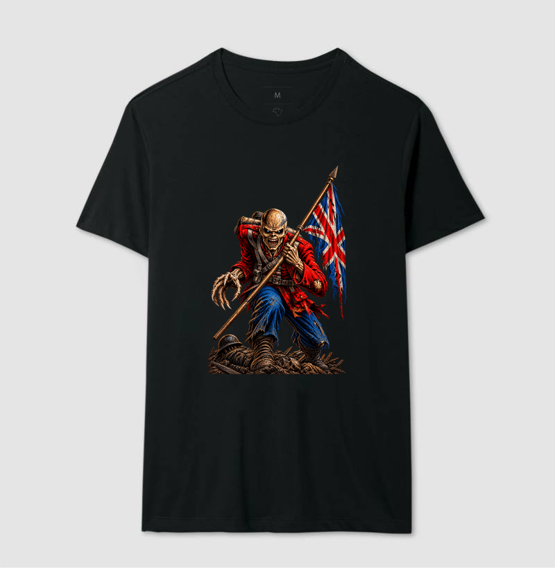 Camiseta Heavy Metal Caveira Soldado Britânico – Estampa Rock Dark Iron Maiden - Imagem 2