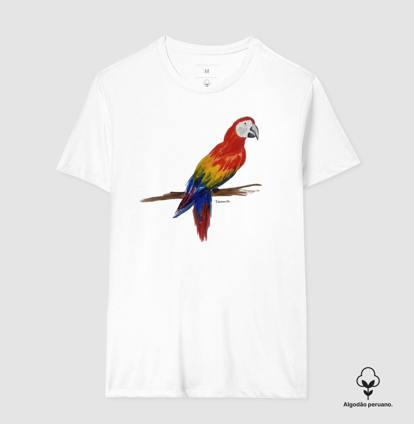 Camiseta Arara-Vermelha – Aves do Brasil - Algodão Peruano - Imagem 6