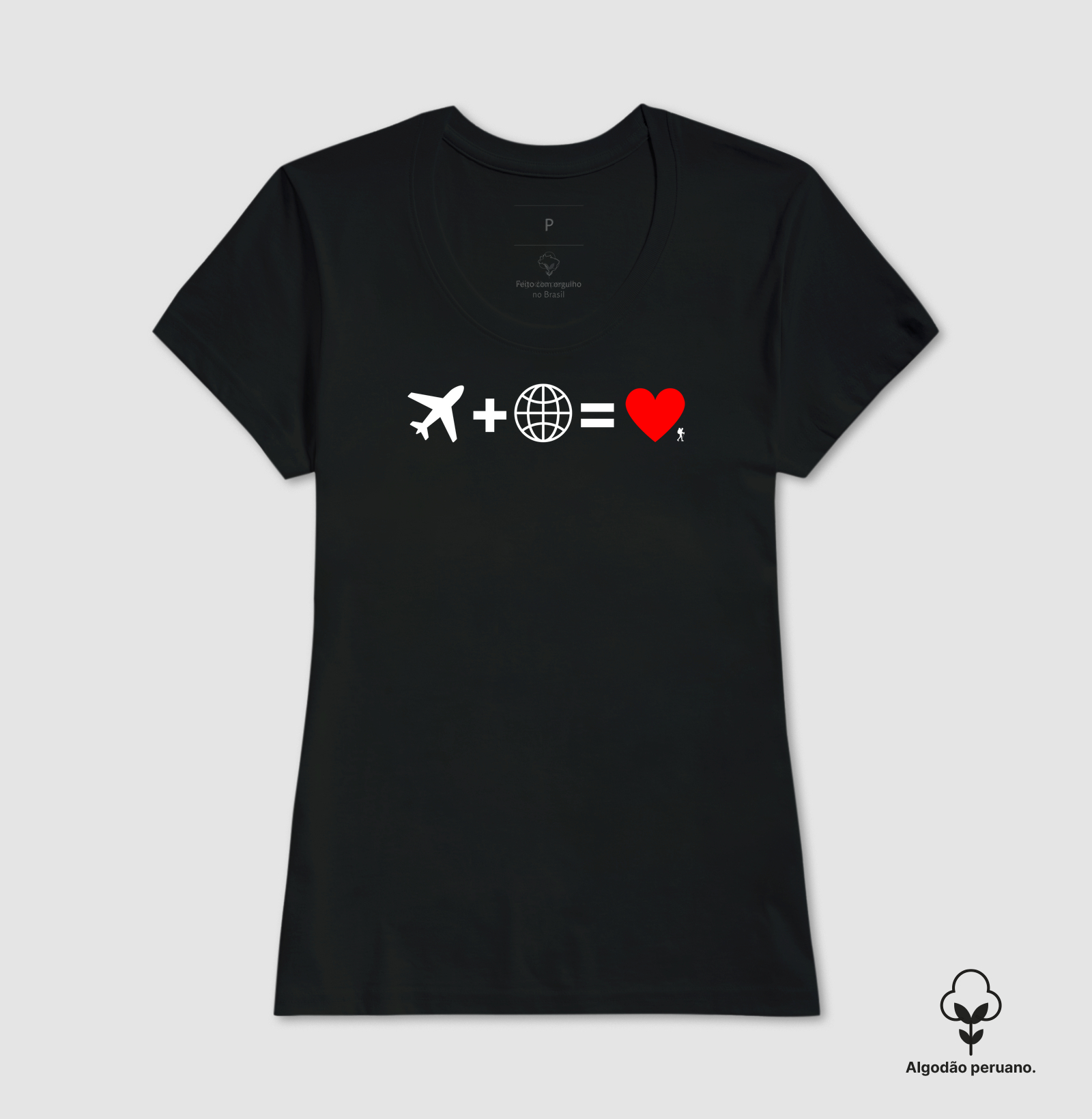 Camiseta Aviao Mais Mundo Igual Amor | Equacao Viagem Minimalista | Colecao Viciados em Viagem - Imagem 3